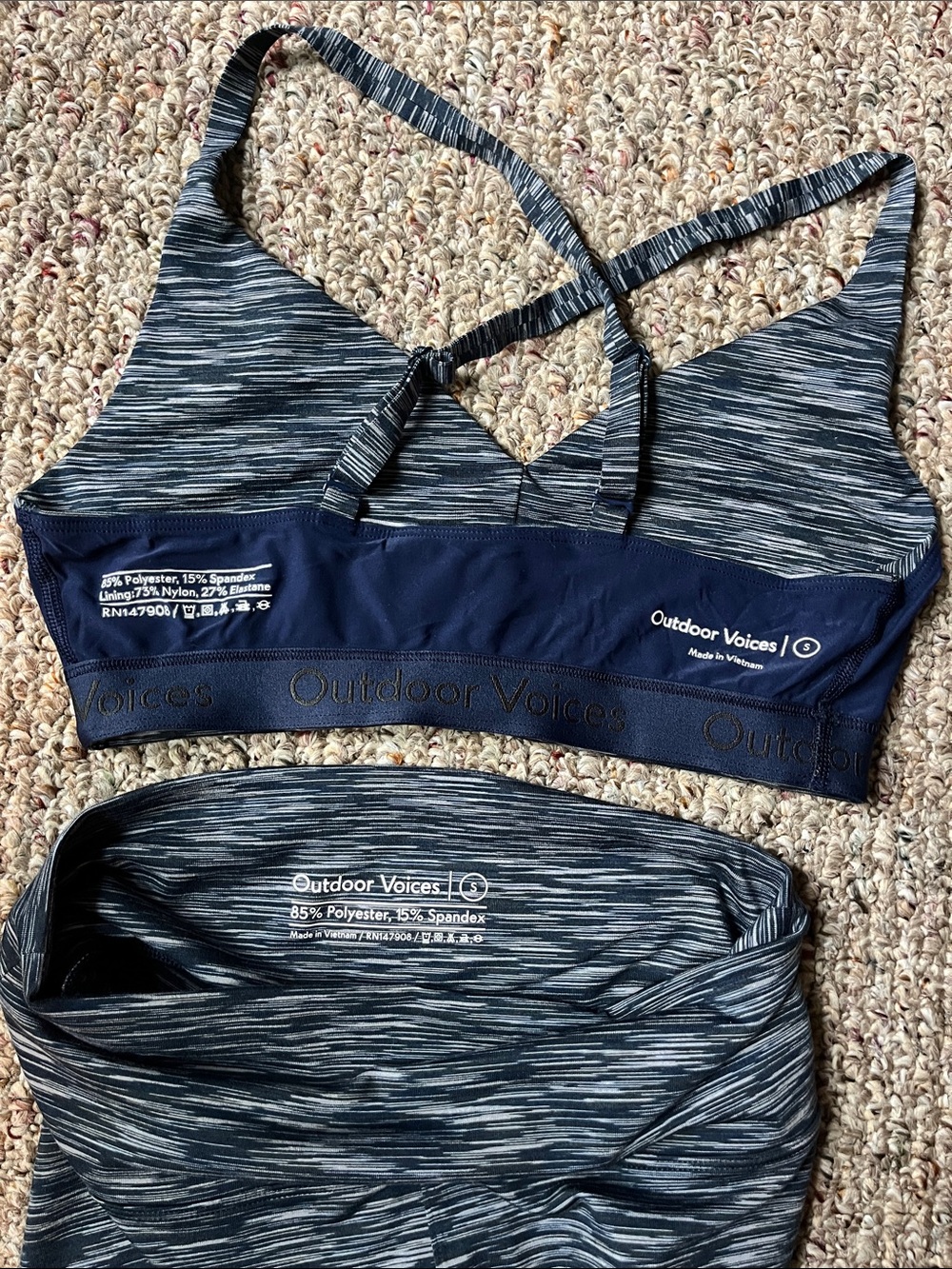 Outdoor Voices blue grey Space-Dye Sports Bra and Leggings Set - Picture 3 of 3